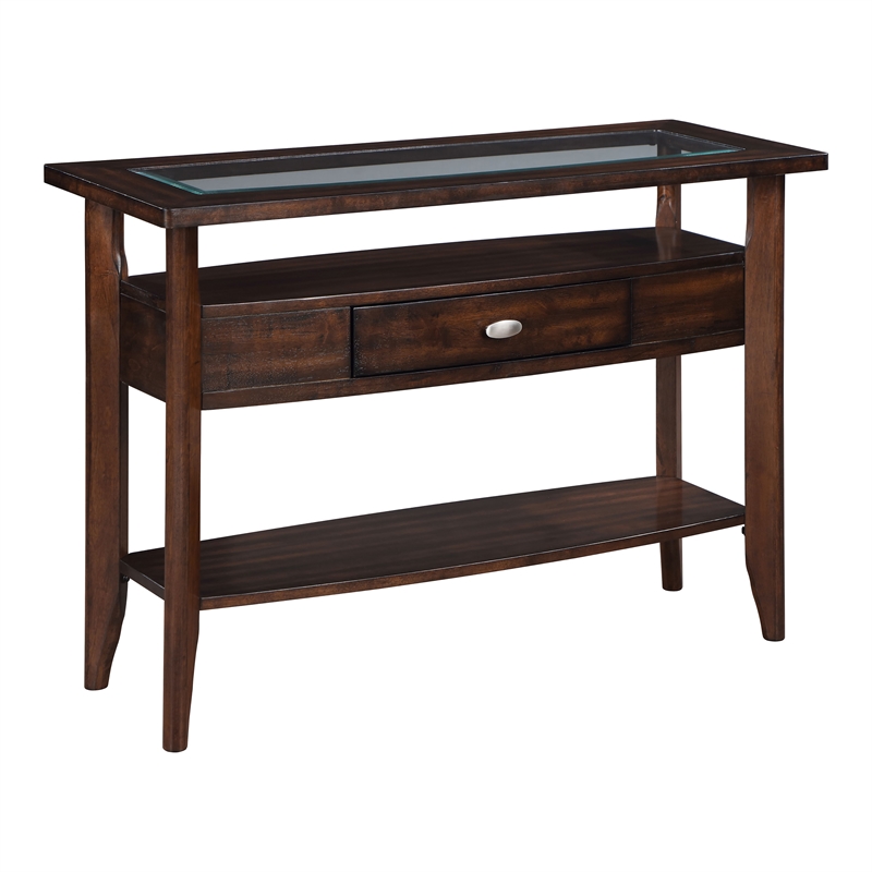 Furniture of America Eski Wood 1-Drawer Sofa Table in Dark Walnut