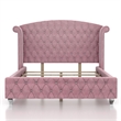 Furniture of America Gijit 3pc Pink Fabric Bedroom Set - Queen + 2 Nightstands