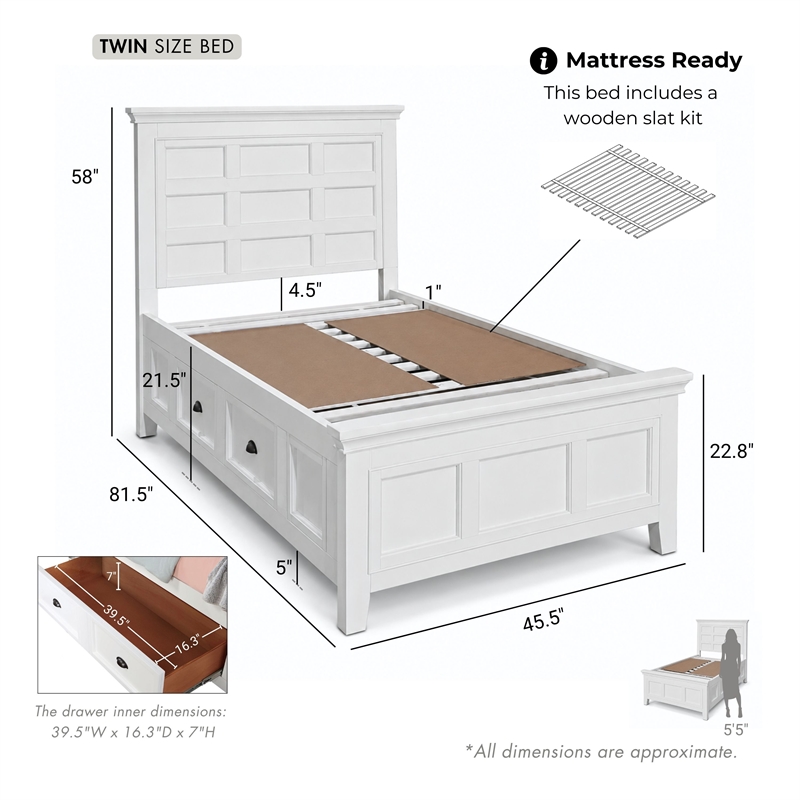 Furniture of America Ender 3pc White Wood Bedroom Set - Twin + 2 Nightstands