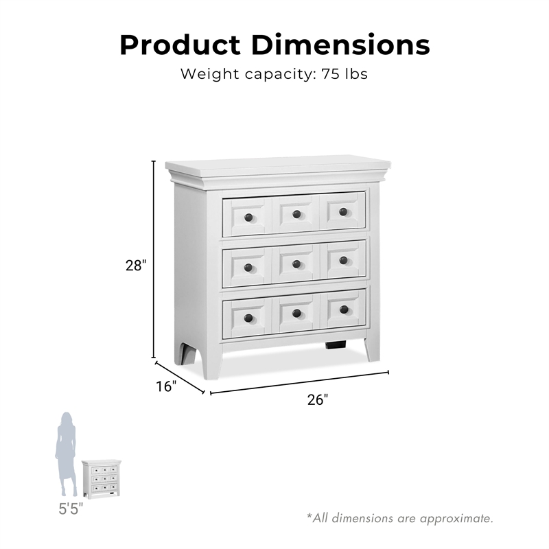 FOA Ender 6pc White Wood Bedroom Set - Full+ 2 Nightstands+Chest+Dresser+ Mirror