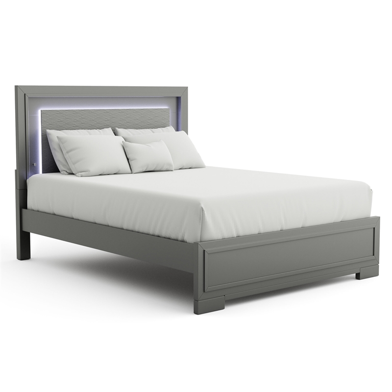 Furniture of America Santi 3pc Gray Wood Bedroom Set - King + 2 Nightstands