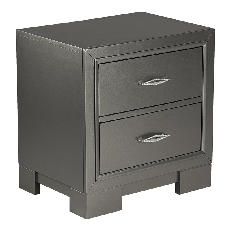 Furniture of America Santi 3pc Gray Wood Bedroom Set - Queen + 2 Nightstands