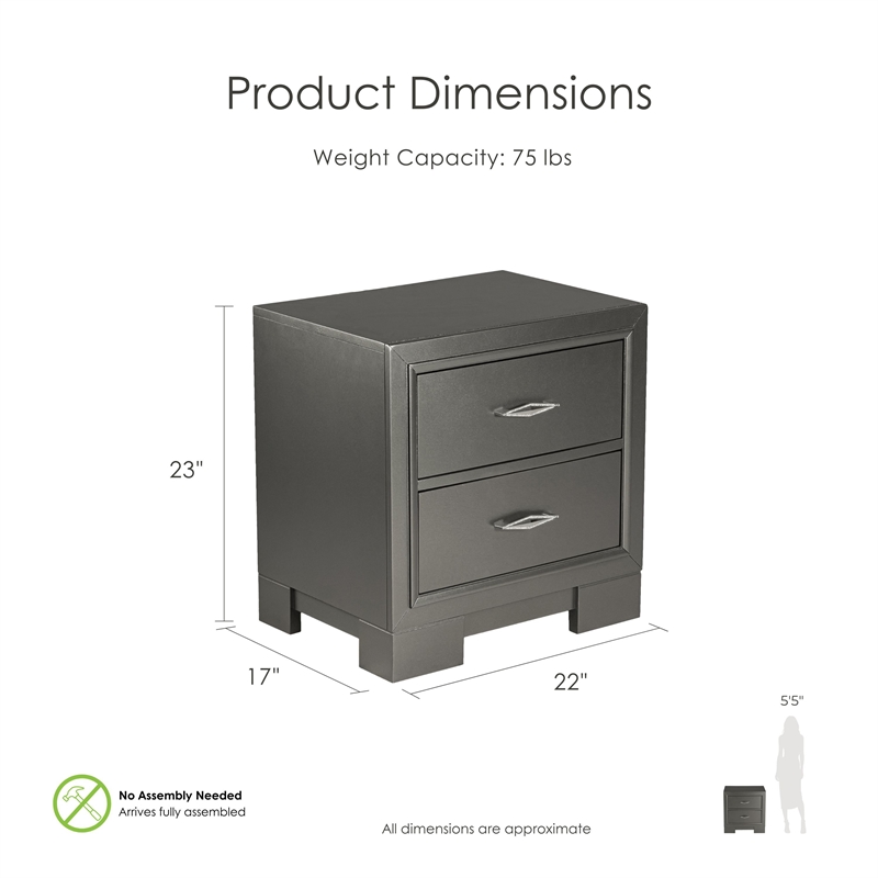 FOA Santi 6pc Gray Wood Bedroom Set - Queen+2 Nightstands+Chest+Dresser+Mirror