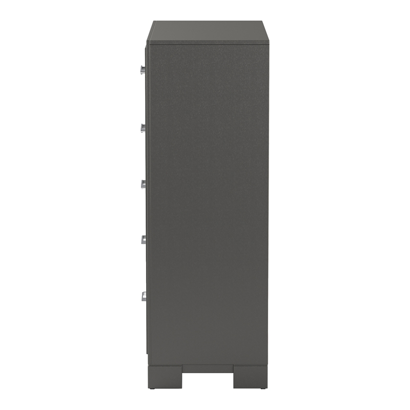 Furniture of America Santi Wood 5-Drawer Chest with Acrylic Hardware in Gray