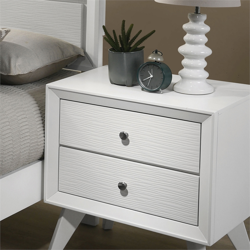 Furniture of America Vrone 3pc White Wood Bedroom Set - Cal King + 2 Nightstands