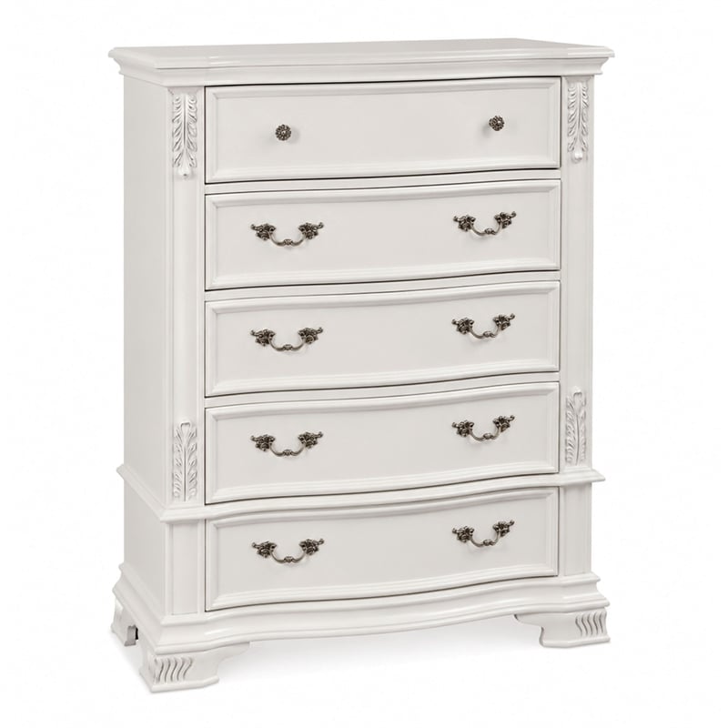 Furniture of America Vela Transitional Wood 5-Drawer Chest in White