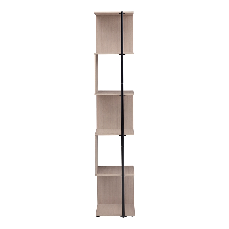 Furniture of America Cirion Modern Wood 5-Shelf Corner Bookcase in Blush Pink