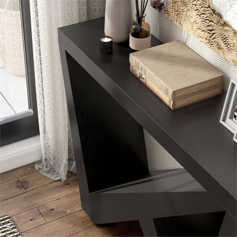 Furniture of America Ollev Wood W-Shaped Legs Console Table in Black