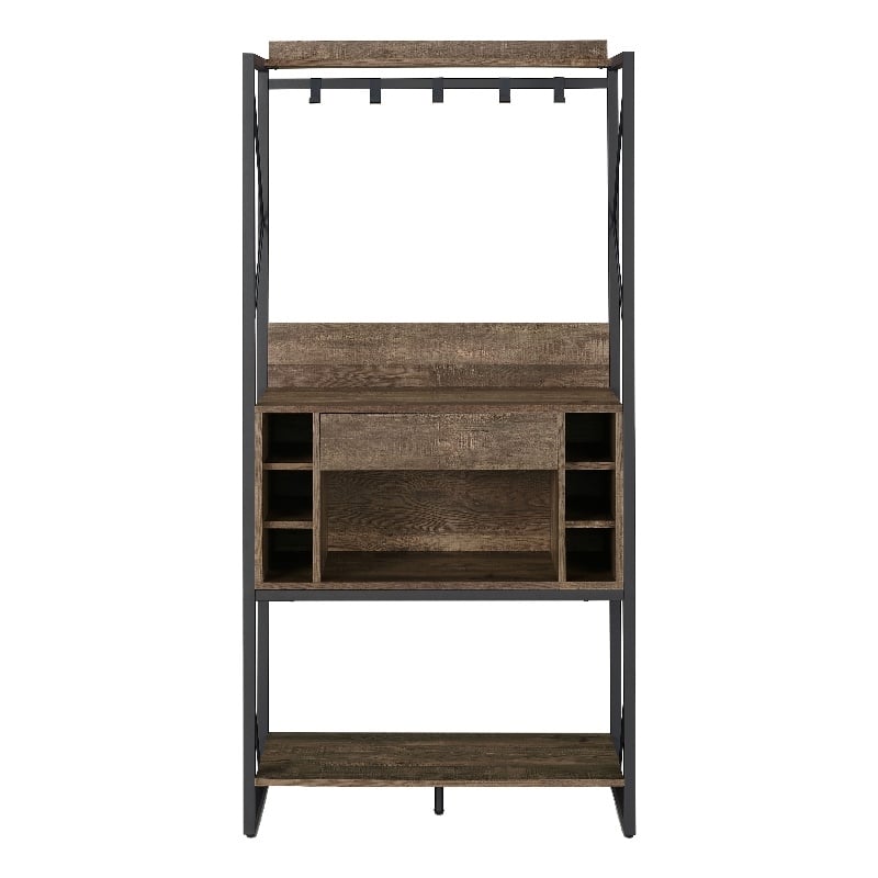 Furniture of America Viven Wood Multi-Storage Baker's Rack in Oak