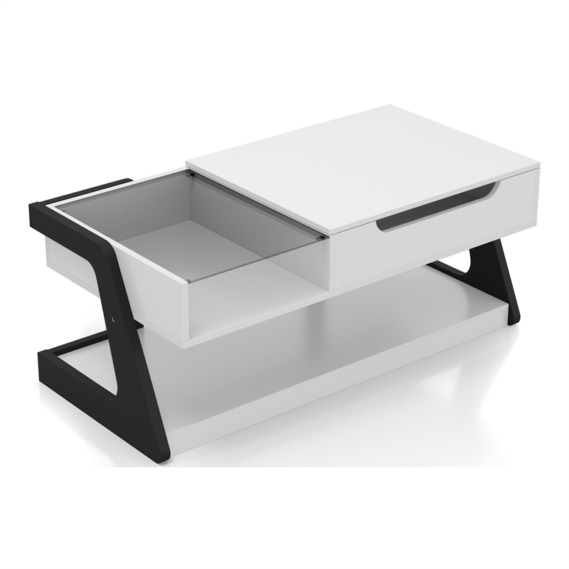 Furniture of America Jarsk Wood Lift-Top Storage Coffee Table in White