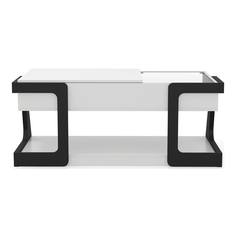 Furniture of America Jarsk Wood Lift-Top Storage Coffee Table in White