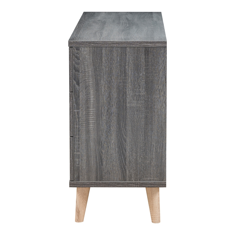 Furniture of America Pives Mid-Century Modern Wood 6-Drawer Dresser in Dark Gray