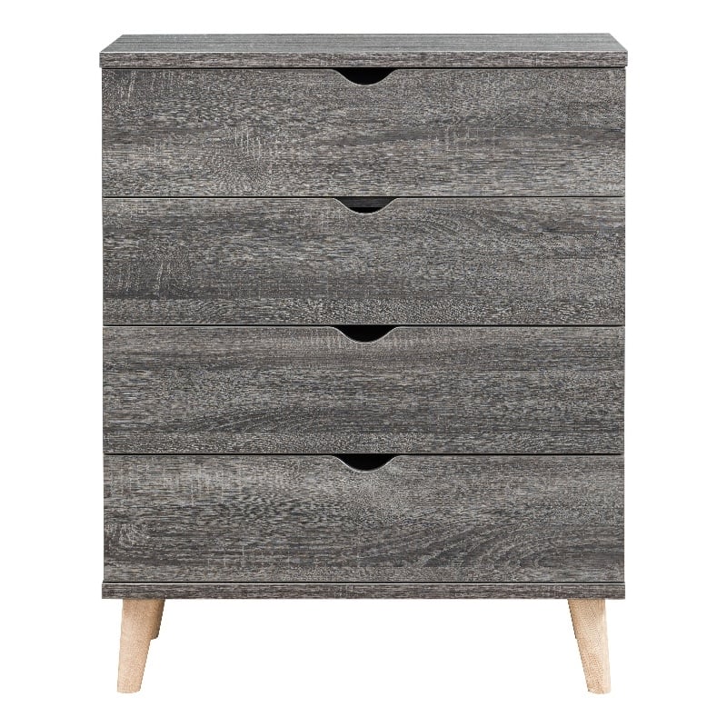 Furniture of America Pives Mid-Century Modern Wood 4-Drawer Chest in Dark Gray