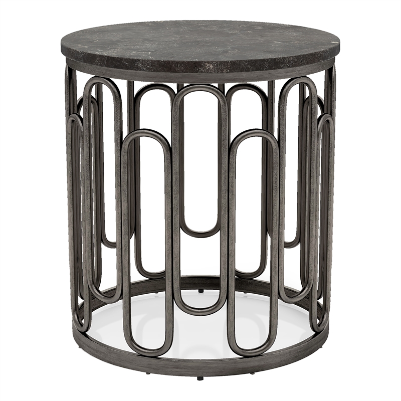 Furniture of America Silas Marble and Metal 3-Piece Coffee Table Set in Black