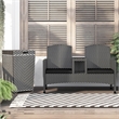 Furniture of America Azur Rattan 2-Piece Loveseat and Trash Can Set in Black