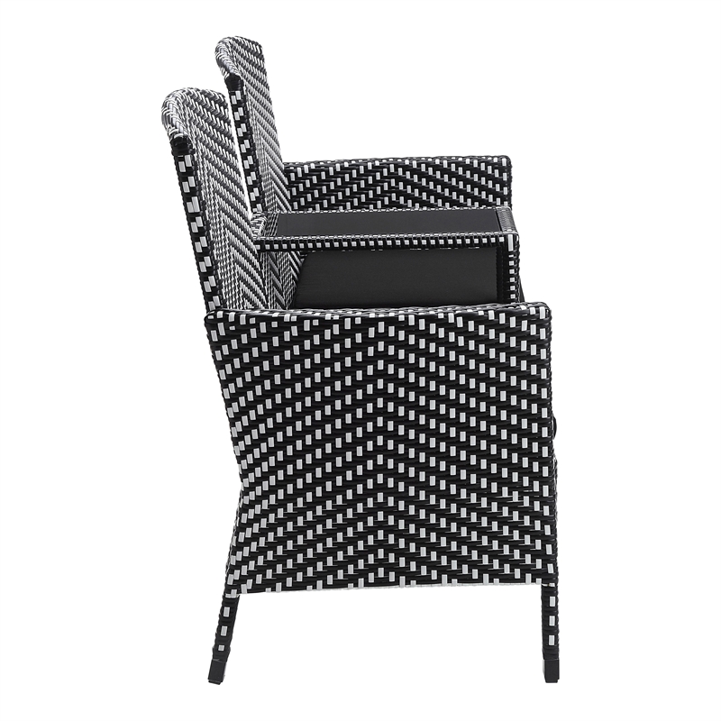Furniture of America Azur Rattan 2-Piece Loveseat and Trash Can Set in Black