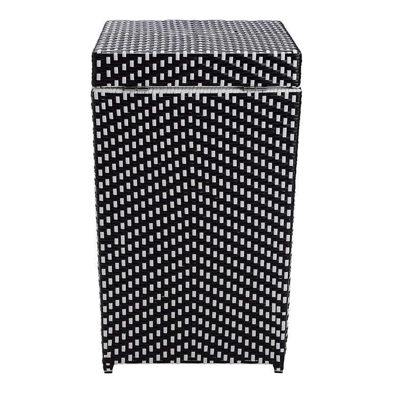 Furniture of America Azur Rattan 2-Piece Loveseat and Trash Can Set in Black