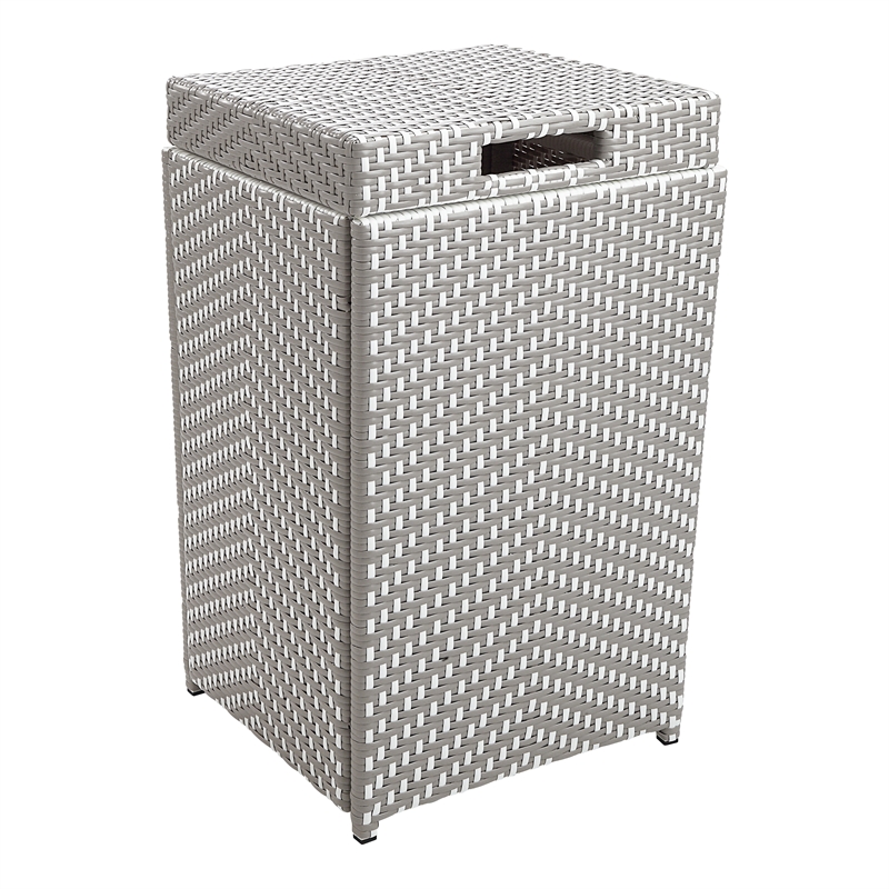 Furniture of America Azur Rattan 2-Piece Loveseat and Trash Can Set in Gray
