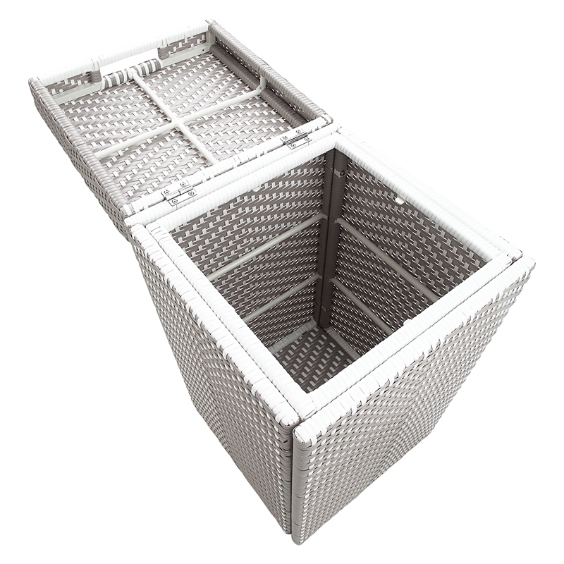 Furniture of America Azur Rattan 2-Piece Loveseat and Trash Can Set in Gray