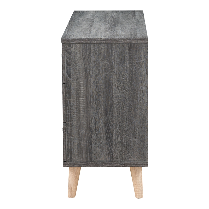 Furniture of America Pives Mid-Century Modern Wood 6-Drawer Dresser in Dark Gray