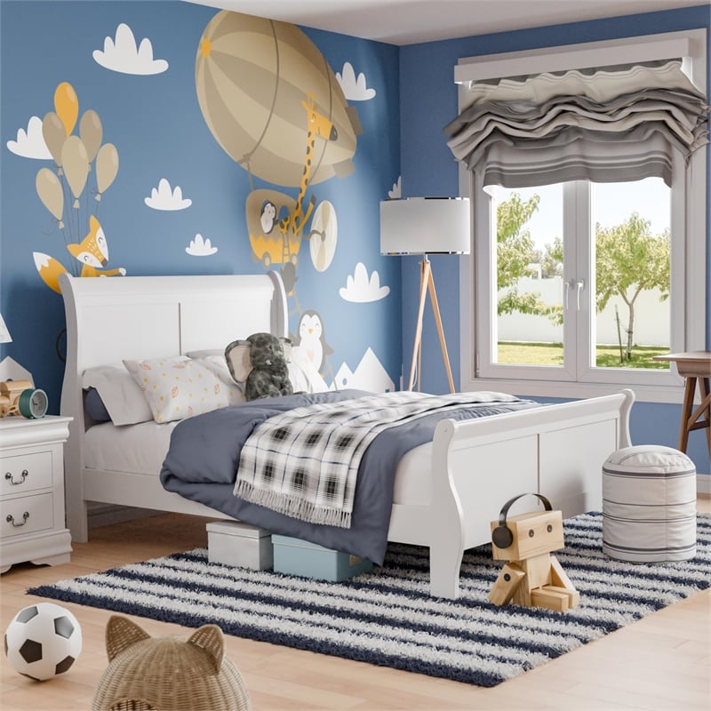Furniture of America Toni Transitional Solid Wood Panel Twin Bed in White