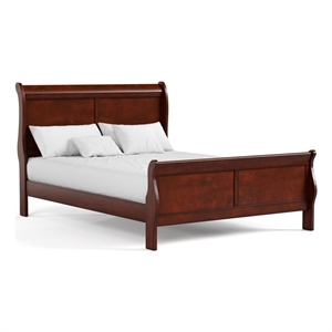 Furniture of America Toni Transitional Solid Wood Panel Queen Bed in Cherry