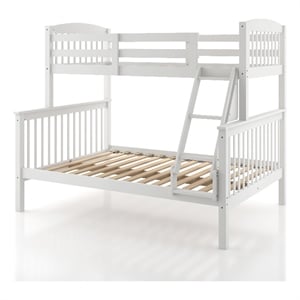 Furniture of America Tales Wood Twin over Full Bunk Bed with Ladder in White