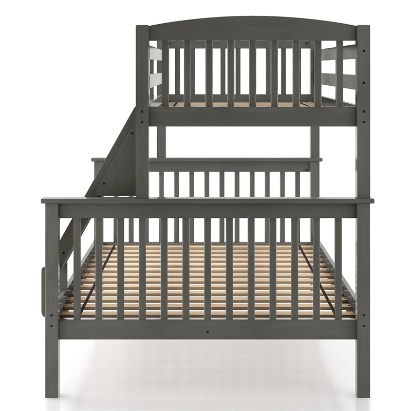 Furniture of America Tales Wood Twin over Full Bunk Bed with Ladder in Gray