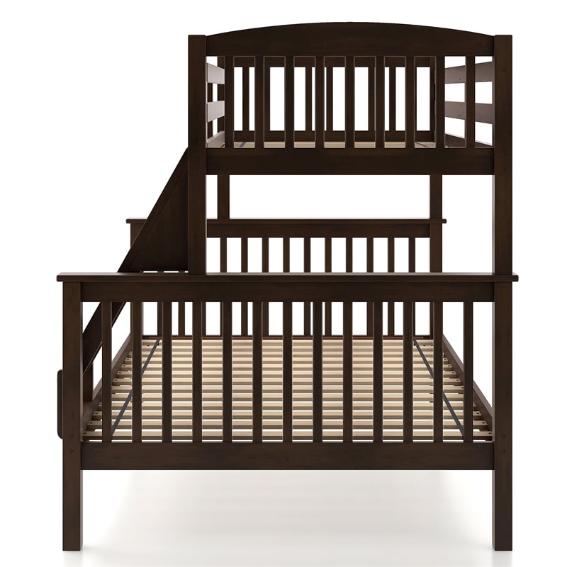 Furniture of America Tales Wood Twin over Full Bunk Bed with Ladder in Brown