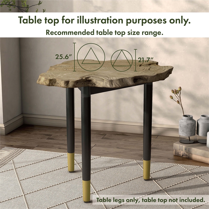 Furniture of America Ponte Solid Wood End Table Base Legs in Black
