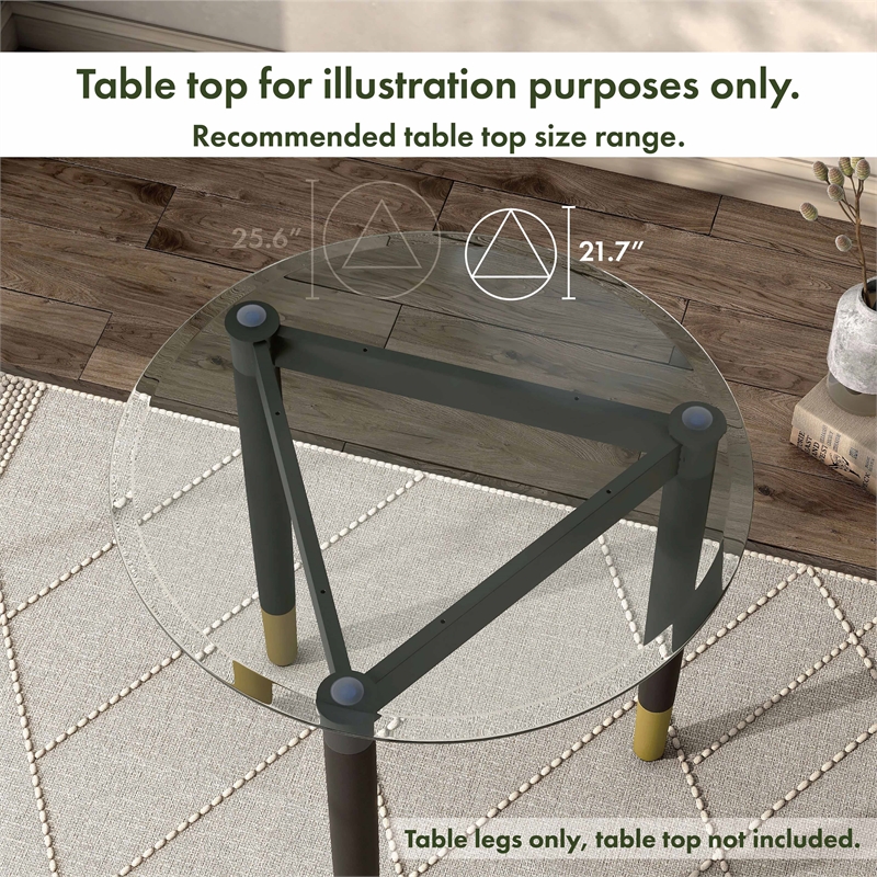 Furniture of America Ponte Solid Wood End Table Base Legs in Black