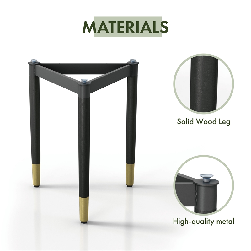 Furniture of America Ponte Solid Wood End Table Base Legs in Black