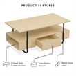Furniture of America Parte Wood Multi-Storage Coffee Table in Light Maple