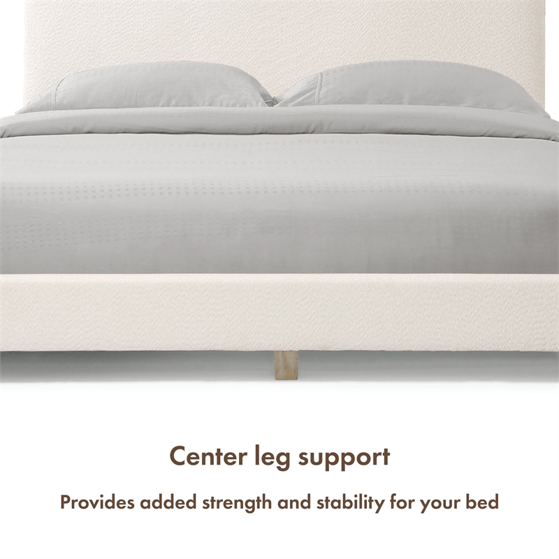 Furniture of America Lila Boucle Fabric Mattress Ready Queen Bed in White