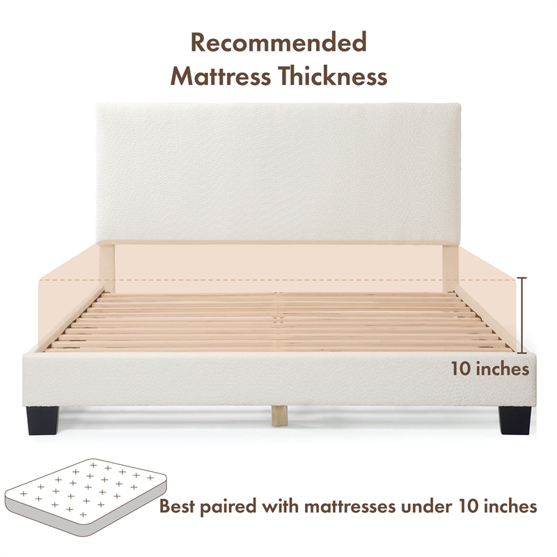 Furniture of America Lila Boucle Fabric Mattress Ready Queen Bed in White