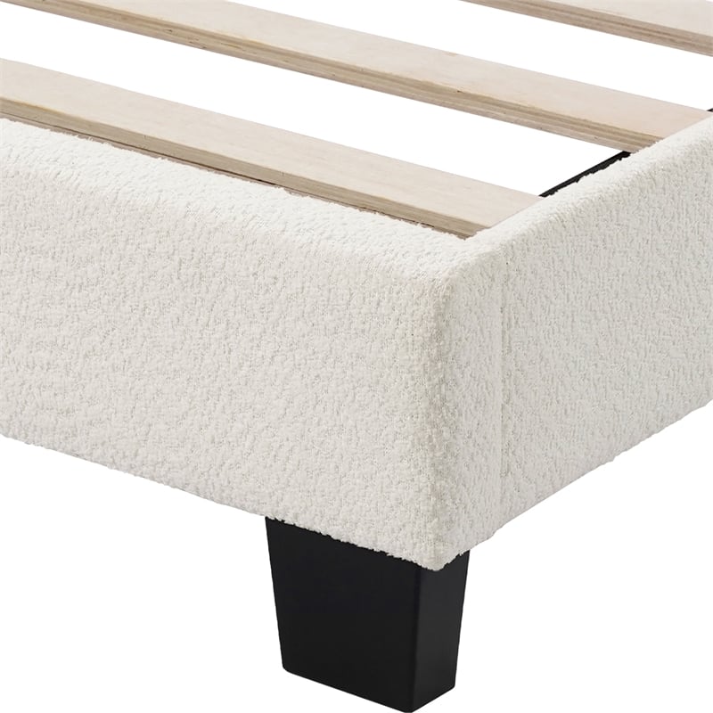 Furniture of America Lila Boucle Fabric Mattress Ready Queen Bed in White