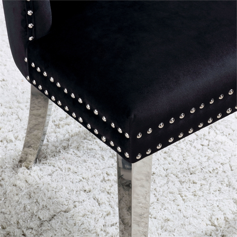 Furniture of America Swata Fabric Tufted Dining Chair in Black (Set of 2)