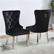 Furniture of America Swata Fabric Tufted Dining Chair in Black (Set of 2)