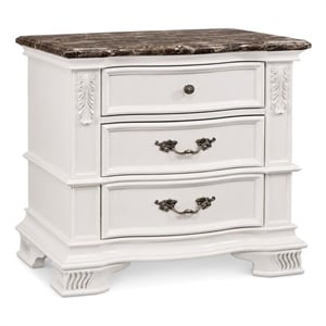 Furniture of America Kide 3-Drawer Solid Wood Nightstand in Pear White