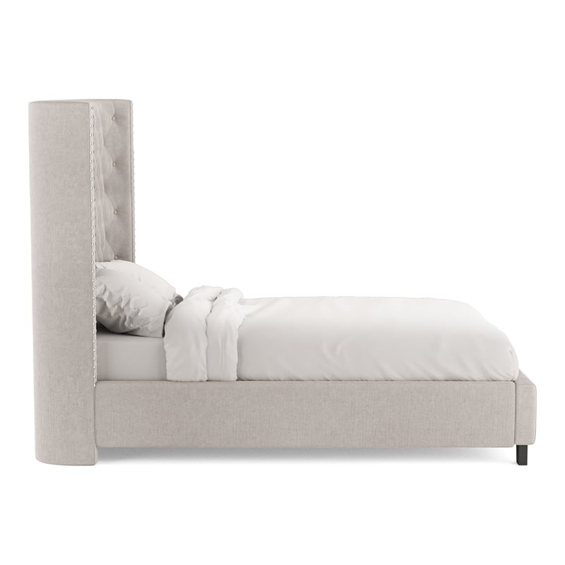 Furniture of America Qualy Wingback Tufted Fabric Eastern King Bed in Ivory