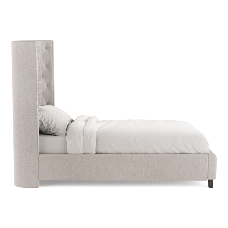 Furniture of America Qualy Wingback Tufted Fabric Queen Bed in Ivory