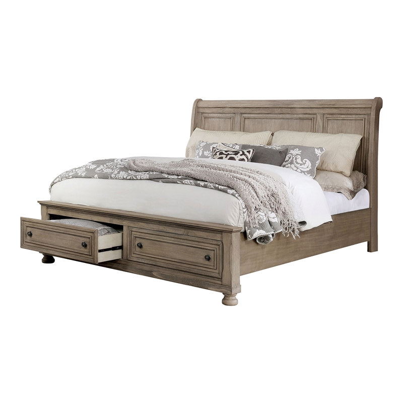Furniture of America Frigga 2pc Gray Solid Wood Bedroom Set - Queen + Dresser