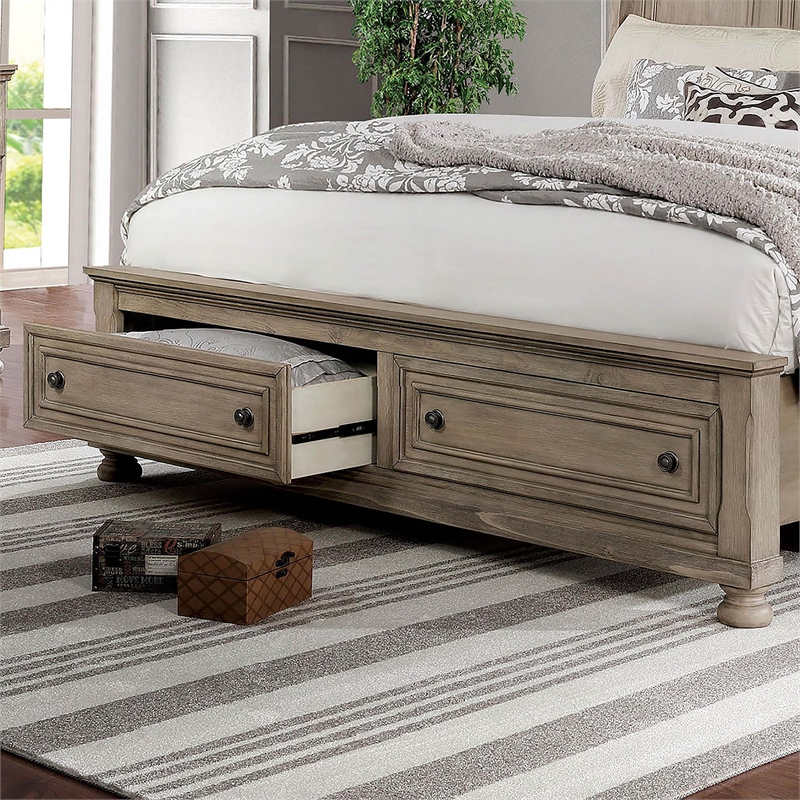 Furniture of America Frigga 2pc Gray Solid Wood Bedroom Set - Queen + Dresser