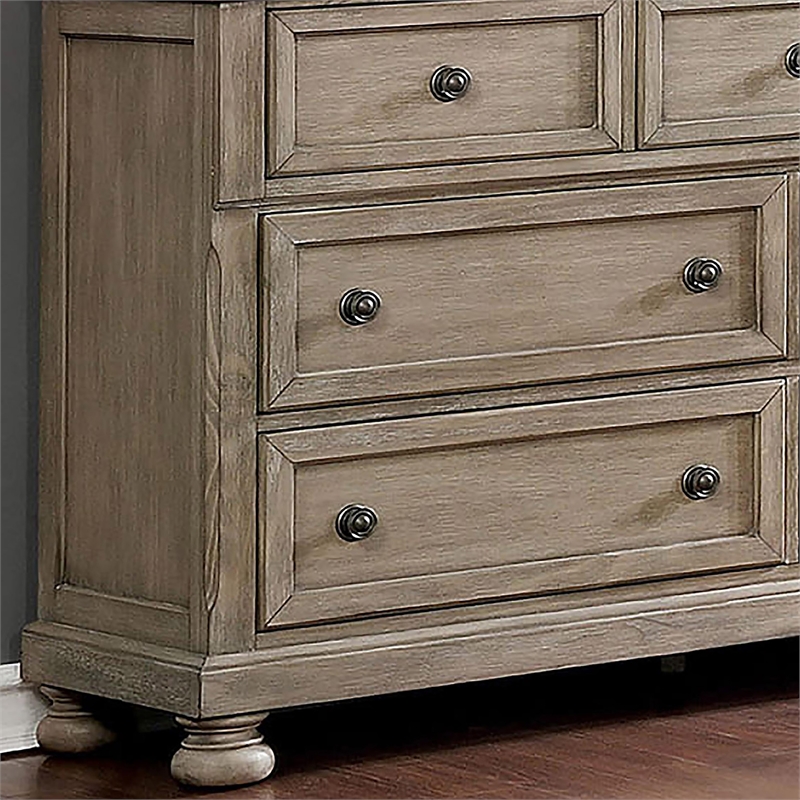 Furniture of America Frigga 2pc Gray Solid Wood Bedroom Set - Queen + Dresser