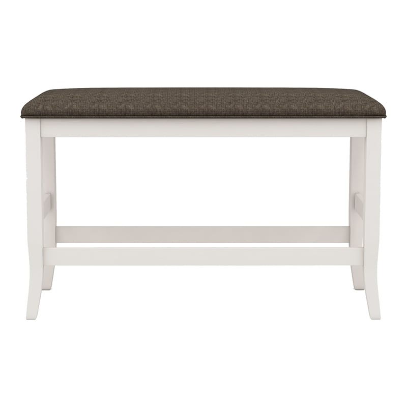 Furniture of America Ablania Solid Wood Counter Height Bench in Antique White