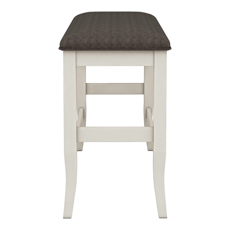 Furniture of America Ablania Solid Wood Counter Height Bench in Antique White