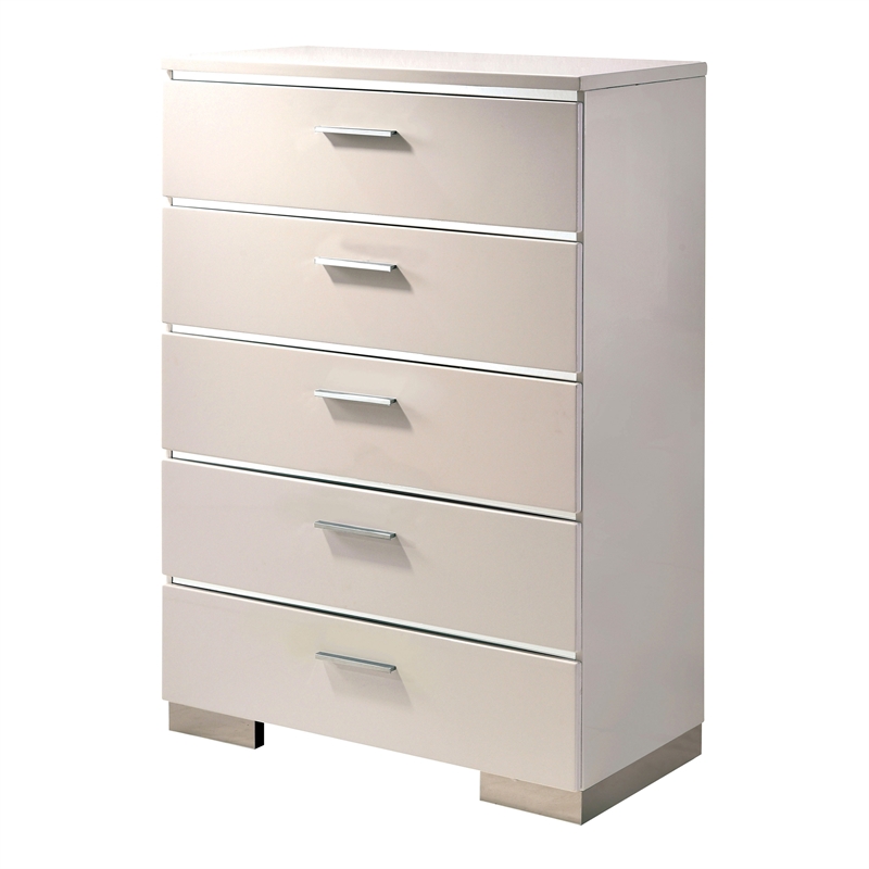 Furniture of America Quaker 2pc White Solid Wood Bedroom Set - Cal King + Chest