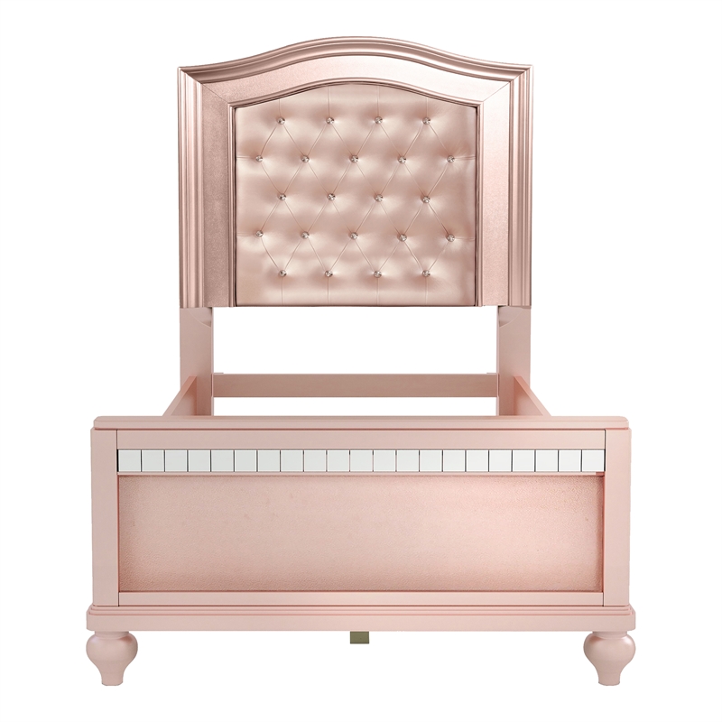 Furniture of America Paisley 2pc Rose Gold Solid Wood Bedroom Set - Twin+Chest