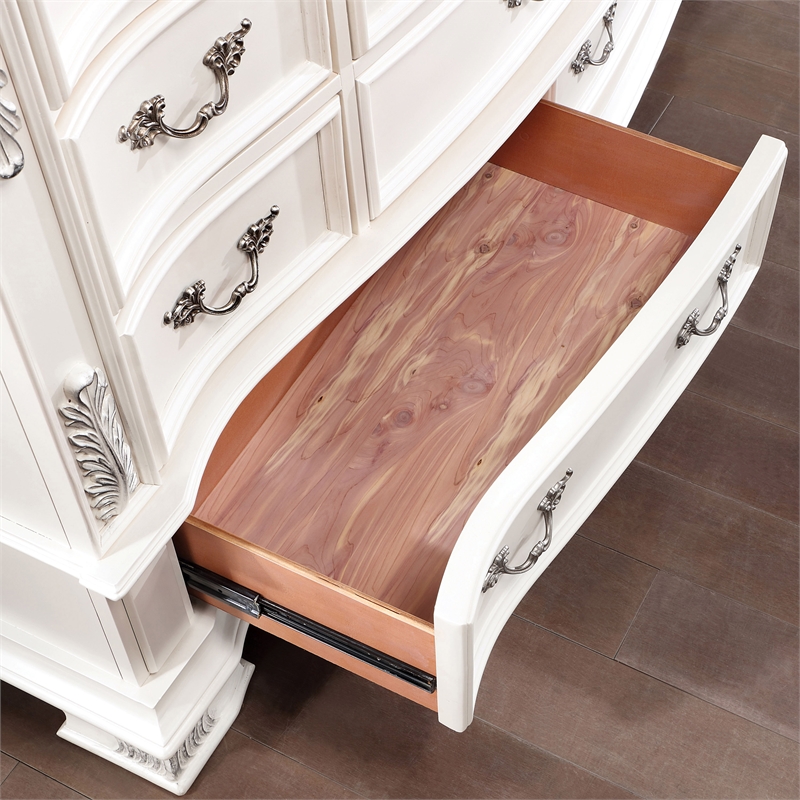 Furniture of America Kide 11-Drawer Solid Wood Dresser in Pear White
