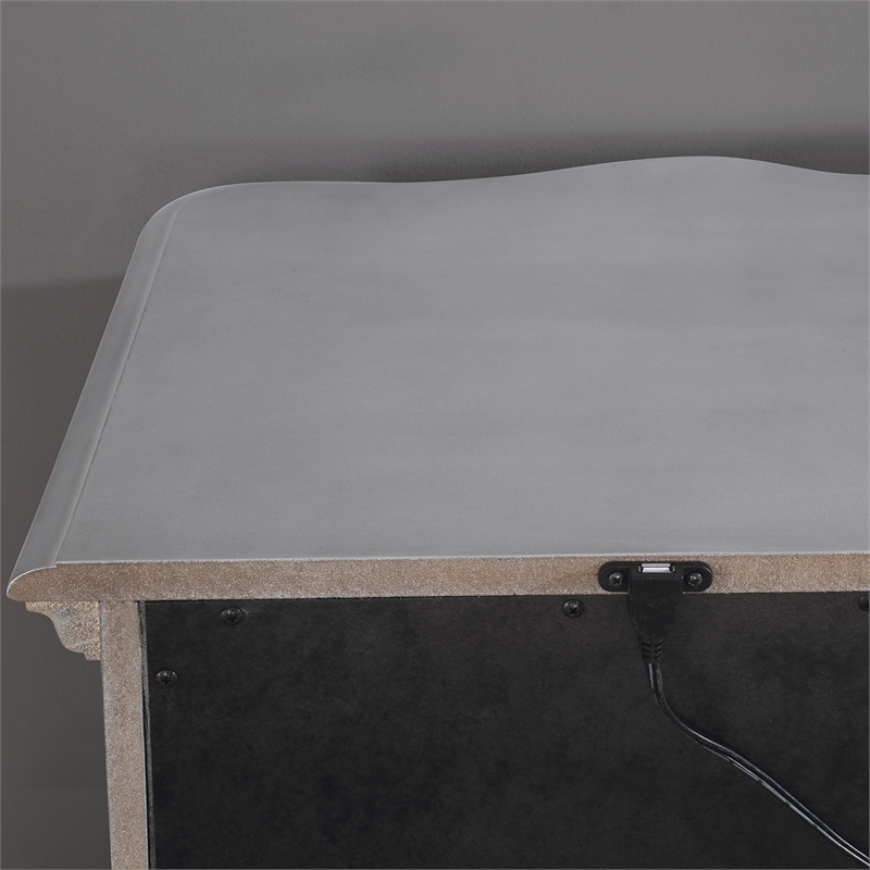 FOA Pappa 2pc Silver Solid Wood Bedroom Set - Nightstand and Chest